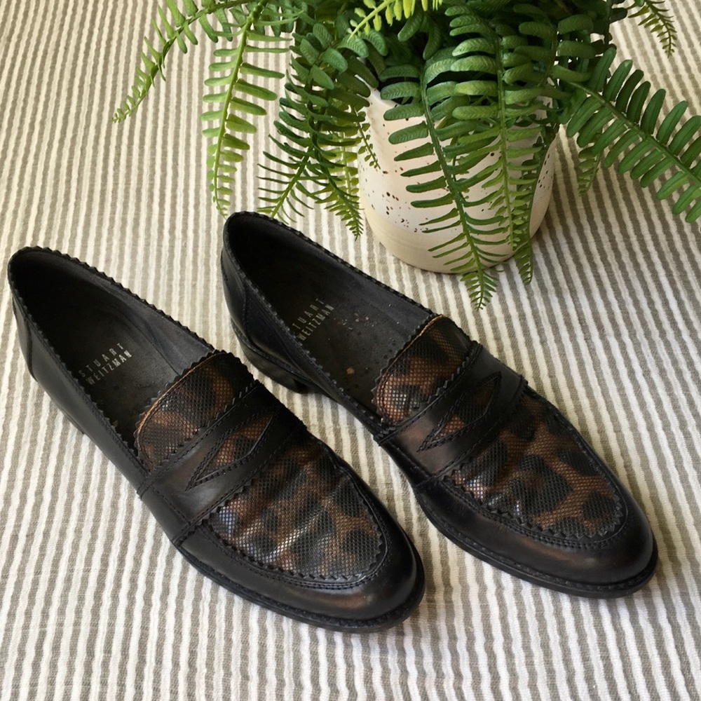 Stuart Weitzman Animal Print Leather Loafer Narrow